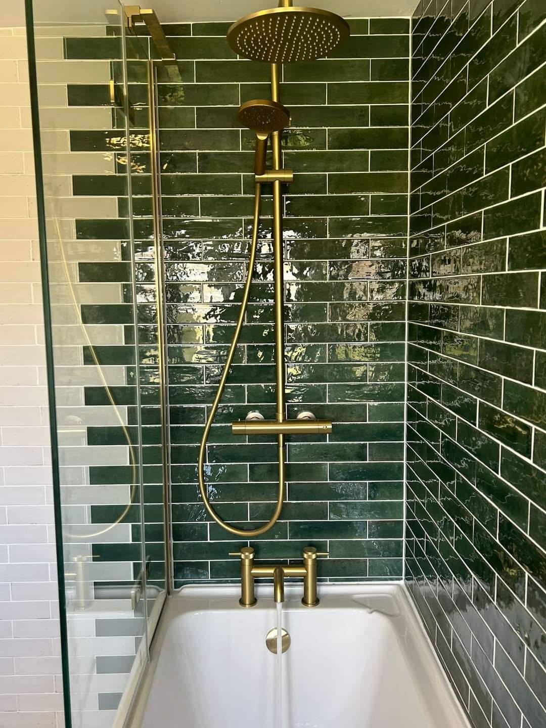 Green Metro Tile Shower-over-Bath